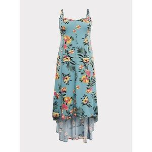 Sea green floral challis hiLow maxi dress